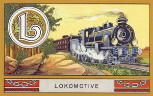 L: Lokomotive - Alphabet Palmin. Serie von Chromolithographien herausgegeben von H. Schlinck & Cie, Hamburg, s. d. Werbung für Palmin feinstes Kokosfett
