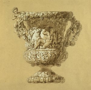Großer Weinkrug. Sepia-Aquarellzeichnung von Charles Nicolas Odiot, ca. 1834 von Unbekannt