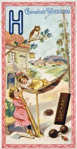 Buchstabe H: Hotel, Eule, Hängematte, Harfe, Axt, Igel, Hopfen, Hanteln, Chabbing, Hamlet (Alphabet) von Unbekannt