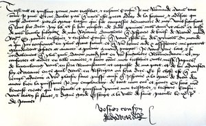 Brief von König Edward IV. an Franz II., Herzog der Bretagne, mit der Bitte um Hilfe bei der Rückeroberung seines Königreichs, geschrieben in Saint-Pol, 9. Januar von Unbekannt