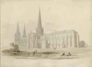 Lichfield Cathedral - Südostansicht: Zeichnung und Waschung, undatiert [?19. Jahrhundert]