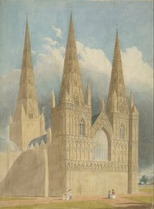 Lichfield Kathedrale - Westfront: Aquarell, undatiert [ca. 1840] von Unbekannt