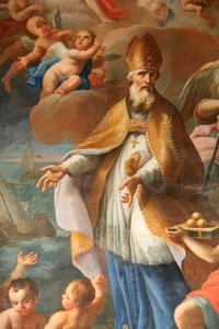Leben des Heiligen Nikolaus, Bischof von Myra. Kirche St. Nicolas de Veroce, Saint-Nicolas de Veroce, Frankreich