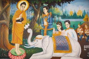 Leben des Buddha: Ein wilder Elefant gezähmt durch Liebende Güte, Siem Reap, Kambodscha von Unbekannt