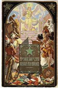 Literatur. Linguistik. Allegorie des Esperanto (Europäische Gemeinsprache). Postkarte, Ungarn