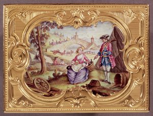 Louis XV Email- und Gold-Schnupftabakdose, von J.F. Garaud