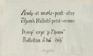 Mayfield Church - Inschrift für Thomas Rolleston: Federzeichnung, nd [?18. Jahrhundert] von Unbekannt
