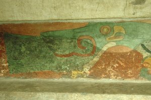 Mexiko, Mexiko-Stadt, Teotihuacan (1. Jahrhundert n. Chr.), Tempel der Jaguare, Fresko eines Papageis von Unbekannt