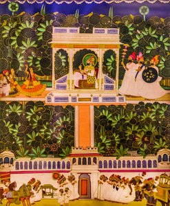 Miniaturmalerei, Meherangarh-Fort, Jodhpur, Jodhpur, Rajasthan, Indien, Asien