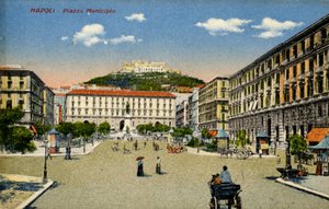 Neapel Piazza Municipio, Anfang des 20. Jahrhunderts (Postkarte) von Unbekannter Künstler