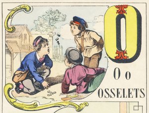 O: osselets - Spiele Alphabet, ca. 1890