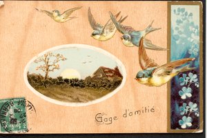 Alte Postkarte Freundschaftsversprechen Vogel