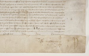 Päpstliche Bulle zur Bestätigung der Urkunde von Bischof Henry Wardlaw, recto