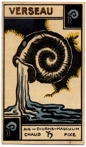 Paranormal. Astrologie. Wassermann (der Wasserträger). Astrologische Karte aus: Le Tarot Astrologique, von Georges Muchery, Frankreich von Unbekannter Künstler