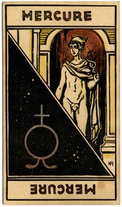Paranormal. Astrologie. Merkur (Planet). Astrologische Karte aus: Le Tarot Astrologique, von Georges Muchery, Frankreich