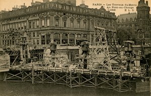 Bau der Pariser Metro an der Pont-au-Change