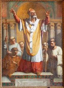 Pfarrkirche Sint-Dionysius van Lede. Innenansicht. Südschiff. Der Altar. Heiliger Dionysius. Signiert und datiert 1854 ThEodore-Joseph Canneel. von Unbekannter Künstler