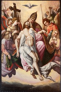 Pfarrkirche (Parochiale kerk Sint-Dionysius van Lede). Innenansicht. Der Chor. Ein Gemälde. Himmelfahrt. von Unbekannter Künstler