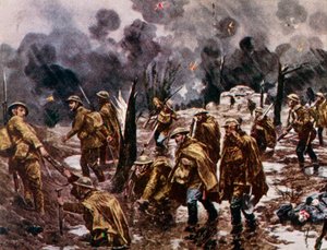 Passchendaele - Soldaten im Schlamm bei Ypern in Belgien während des Ersten Weltkriegs von Unbekannter Künstler