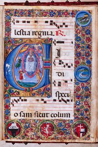 Piccolomini-Bibliothek: Chorbuch, cod. 15.Q., ff. 64r mit „Mariä Himmelfahrt“
