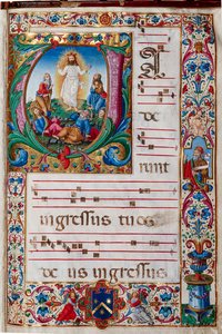 Piccolomini-Bibliothek: Chorbuch, cod. 29.13, ff. 30r mit „Verklärung Christi“