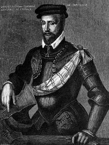 Porträt von Gaspard de Coligny, Seigneur de Chatillon (1519-1572), französischer Edelmann, Admiral und Hugenottenführer in den französischen Religionskriegen, Gravur
