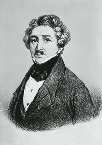 Porträt von Louis-Jacques-Mandé Daguerre (1787-1851), französischer Künstler, Physiker und Chemiker, bekannt für die Erfindung des Daguerreotypie-Verfahrens der Fotografie