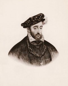 Porträt des Königs von Frankreich Heinrich II (1519-1559) Gravur des 19. Jahrhunderts