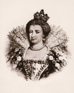 Porträt der Königin von Frankreich Marie de Medicis (1576-1642) Gravur des 19. Jahrhunderts