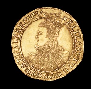 Seltene englische Münze, Porträt von Königin Elizabeth I., Gold Pound von Unbekannter Künstler