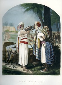 Rebekka gibt dem Diener Isaaks Wasser - Bibel von Unbekannter Künstler