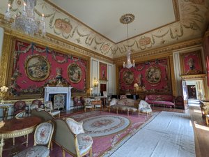 Roter Wandteppich-Zimmer, Nottinghamshire, England (Foto)