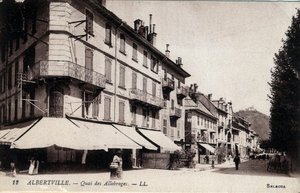 Rhone Alpes, Savoie (73), Albertville: Blick auf den Quai des Allobroges - Postkarte Ende 19. Anfang 20. Jahrhundert von William M. Timlin