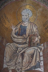 Mosaik des Heiligen Petrus in der Kathedrale Santa Maria Nuova, 12. Jahrhundert, Monreale, Sizilien von William M. Timlin