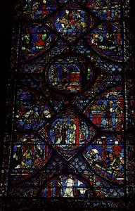 Szenen aus dem Leben Karls des Großen (747-814) aus dem Chorumgang, ca. 1215-35 (Buntglas) von Unbekannt