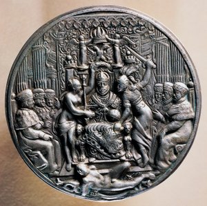 Silbermedaille mit Reiterporträt von Kaiser Rudolf II. von Habsburg (1552-1612) von William M. Timlin