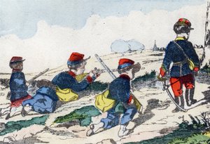 Scharfschützen. Gravur in "Alphabet militaire enfantin". Bildgebung von Pont-a-Mousson, um 1890. 20 Seiten. von Unbekannt