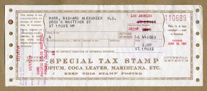 Sondersteuerstempel für medizinisches Opium, Kokablätter und Marihuana
