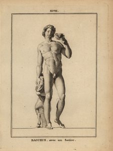 Statue des Bacchus, römischer Gott des Weins, nackt mit einem Satyr von Unbekannt