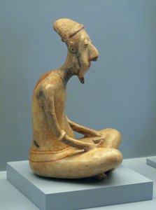 Statuette eines meditierenden alten Mannes, Lagunillas, Spätvor- bis Frühklassische Periode, 300 v. Chr.-600 n. Chr.
