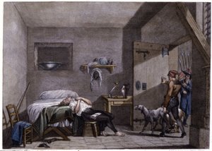 Selbstmord von Condorcet, spätes 18. Jahrhundert (Gravur)