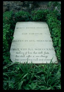 Das Grab von Percy Bysshe Shelley (1792-1822) (s/w Foto) von Unbekannt