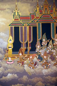 Das Leben des Buddha, Wandfresko, Wat Botum Tempel, Phnom Penh, 2022 (Foto) von Unbekannter Künstler