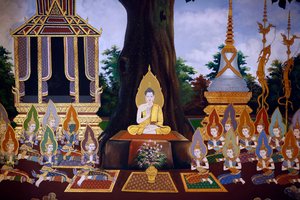 Das Leben des Buddha, Wandfresko, Wat Botum Tempel, Phnom Penh, 2022 (Foto) von Unbekannter Künstler