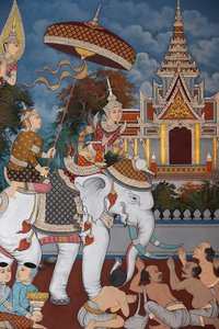 Das Leben des Buddha, Wandfresko, Wat Maniratanaram Kloster, Phnom Penh, 2022 von Unbekannter Künstler
