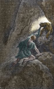 Die Flucht des Aristomenes aus der Höhle, in der er gefangen war