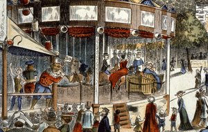 Das Karussell auf dem Jahrmarkt, Ende des 19. Jahrhunderts (Gravur) von Unbekannter Künstler