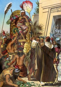 Der Missionar Pater Vicente de Valverde sprach 1532 König Inka Atahualpa an