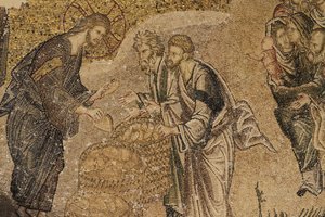 Die Brotvermehrung, Mosaik, Chora-Kirchenmuseum, Istanbul, Türkei von Unbekannt