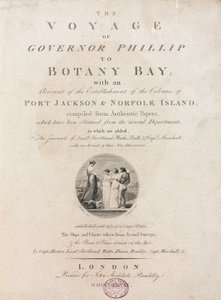 Titelseite von Die Reise des Gouverneurs Phillip nach Botany Bay, ca. 1789 von Unbekannt